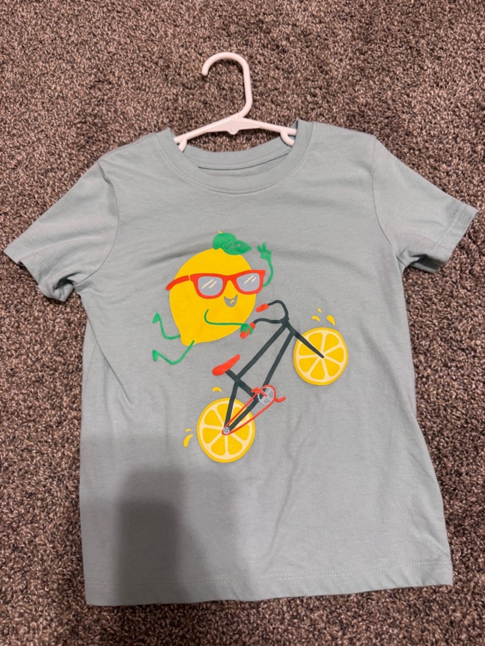 Cat & Jack Light Green Tee with Lemon Biking Graphic